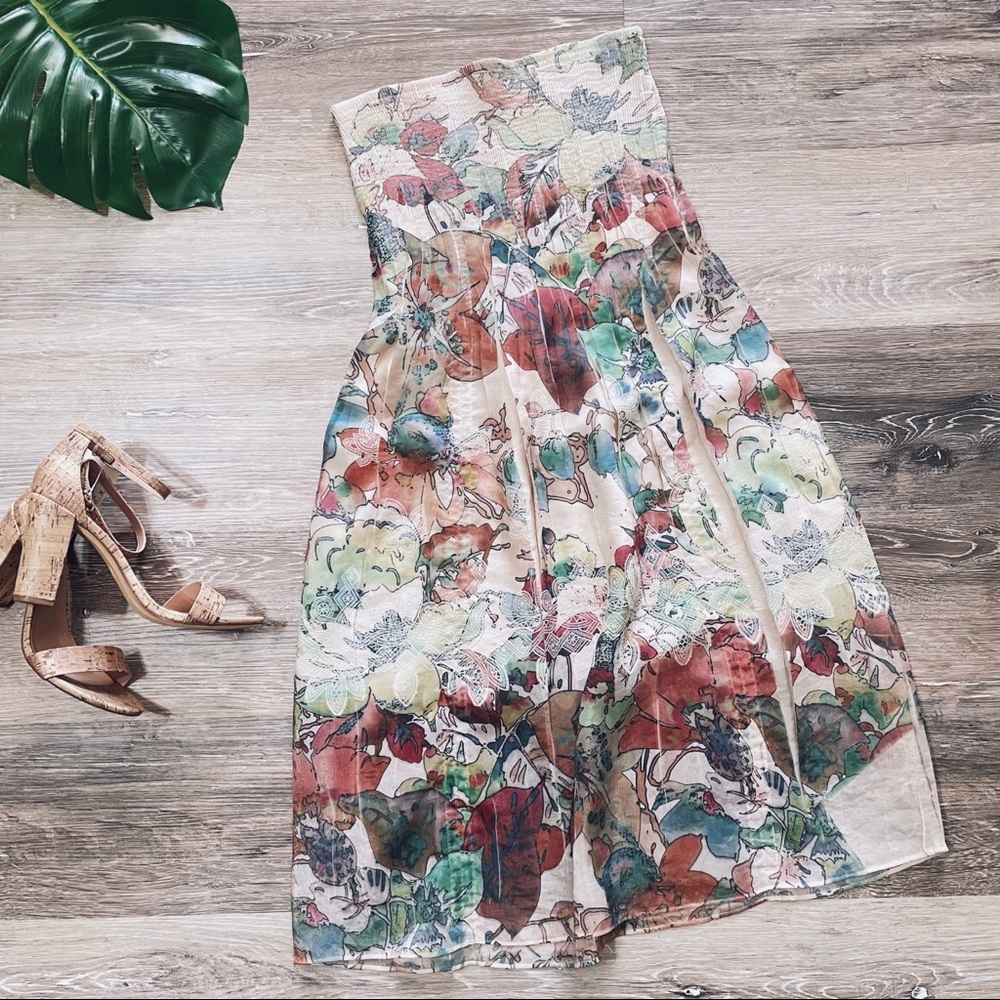 ANTHRO| Lapis Convertible Floral Maxi Dress Skirt